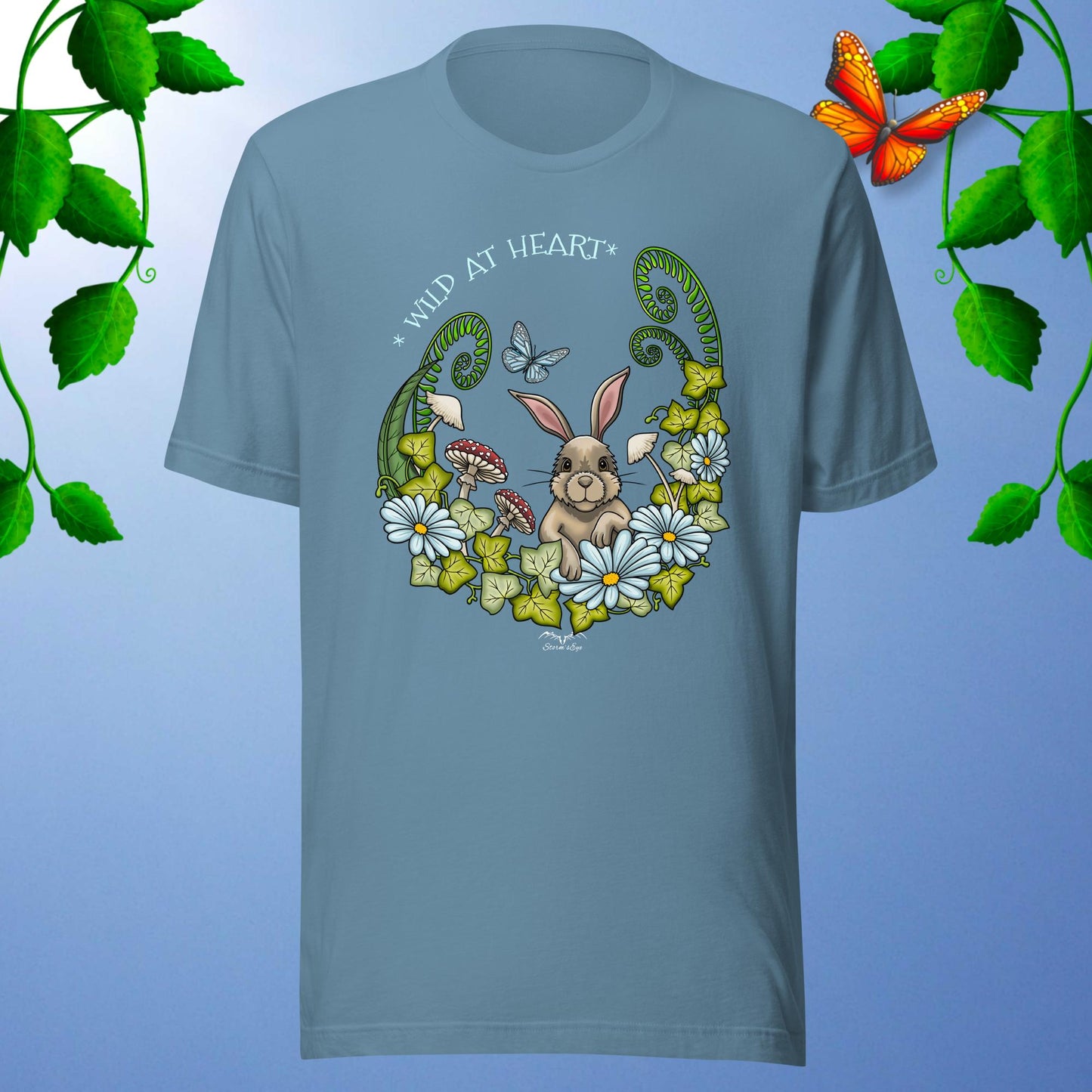 cute rabbit t-shirt blue by stormseye design