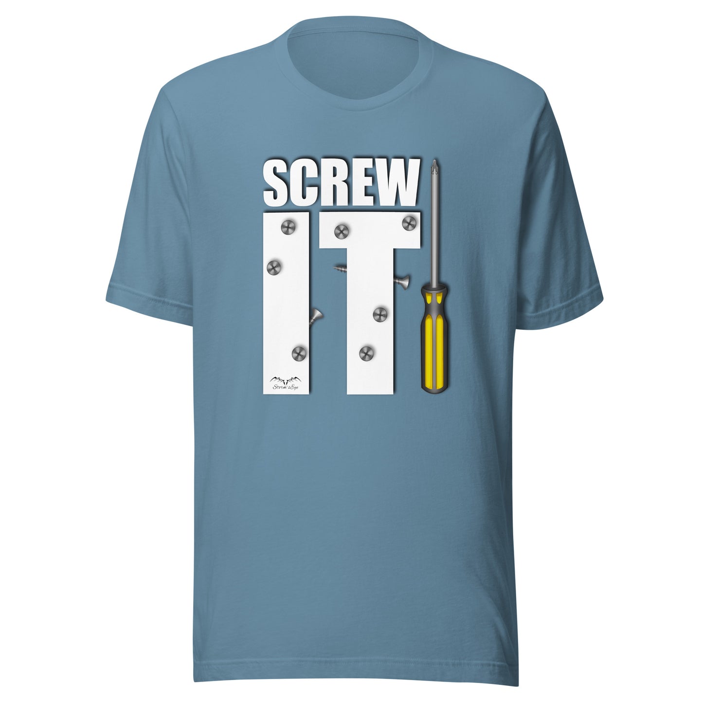 screw it DIY t-shirt blue, by Stormseye Design
