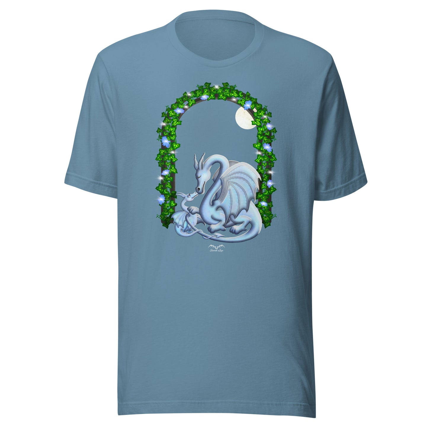 Mum and baby dragon T-shirt, light blue, by Stormseye Design