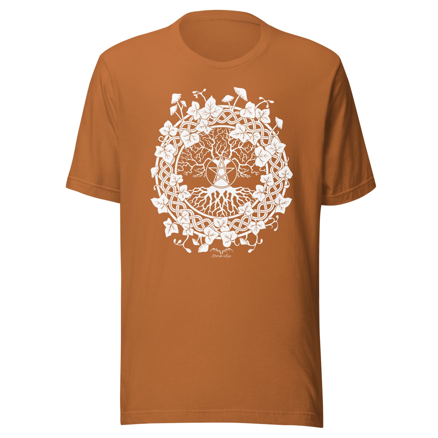 stormseye design pagan tree of life t-shirt flat view toast orange