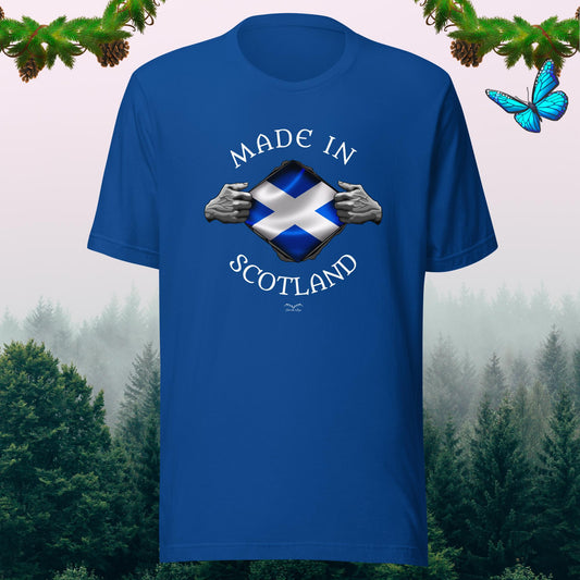 Made In Scotland Patriotic Scottish t-shirt, royal blue, by Stormseye Design