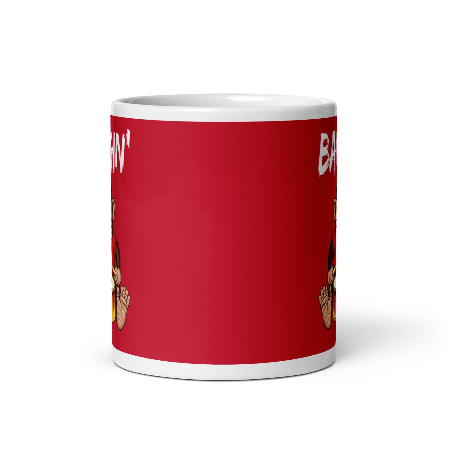 Bangin Drummer Monkey Mug, Red, by Stormseye Design