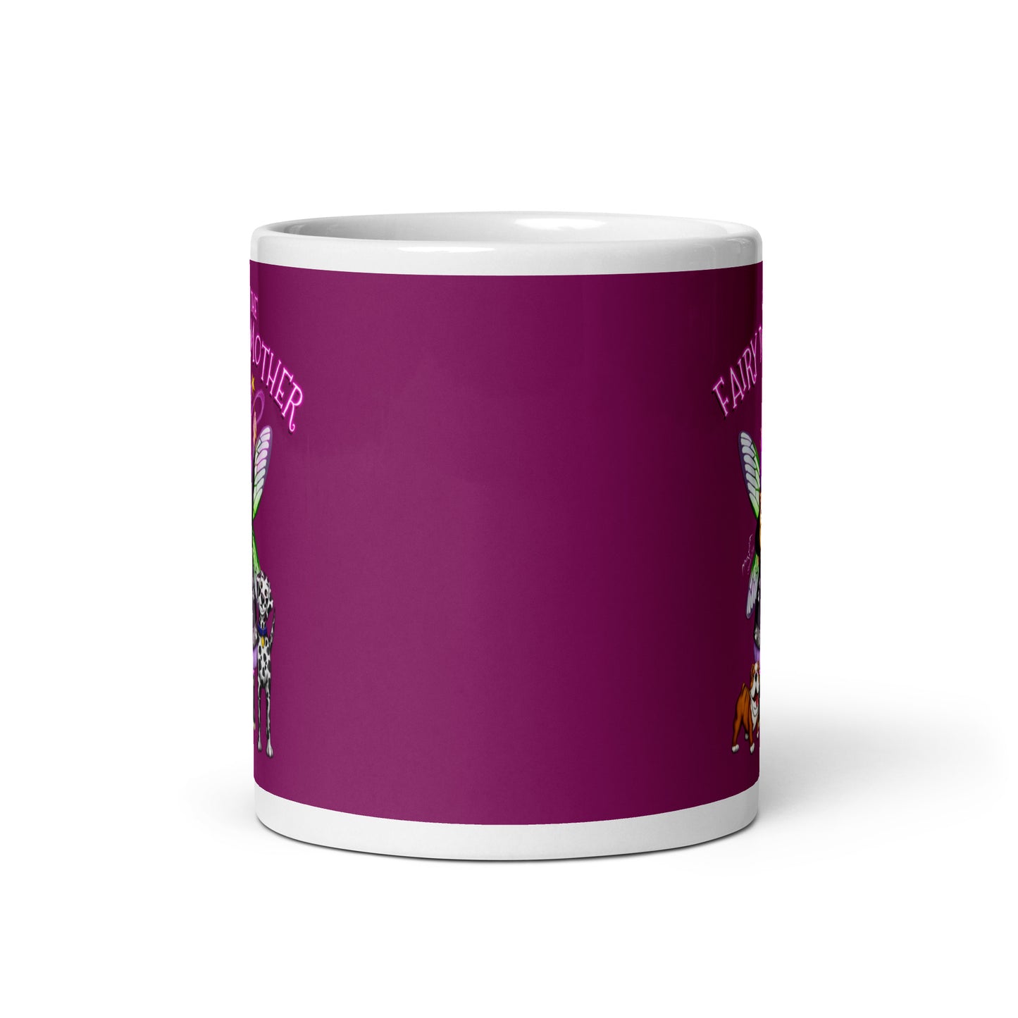 Dog Mother Fairy Mug, dark pink by Stormseye Design