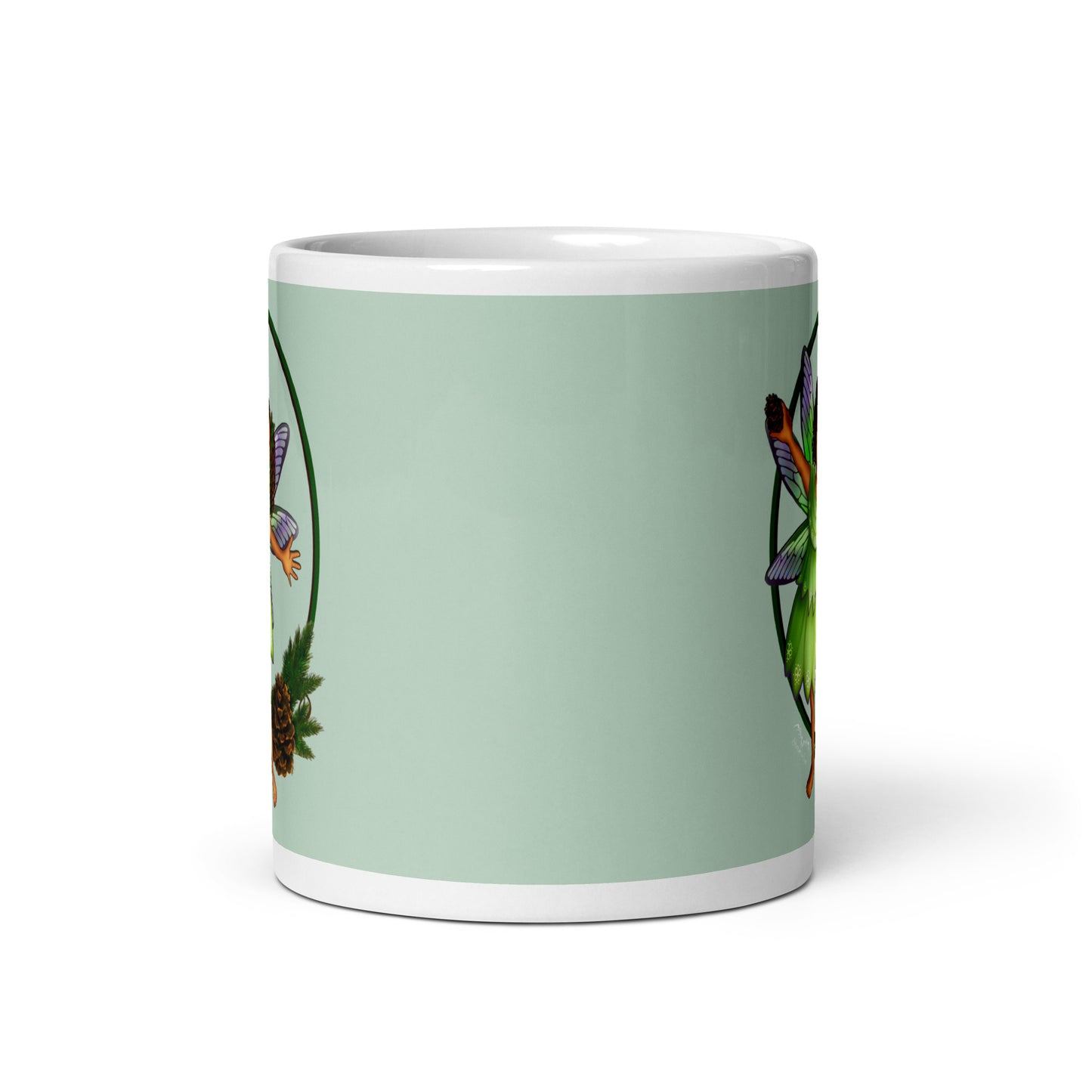 Pretty Black Fairy Mug, Pastel Green, by Stormseye Design