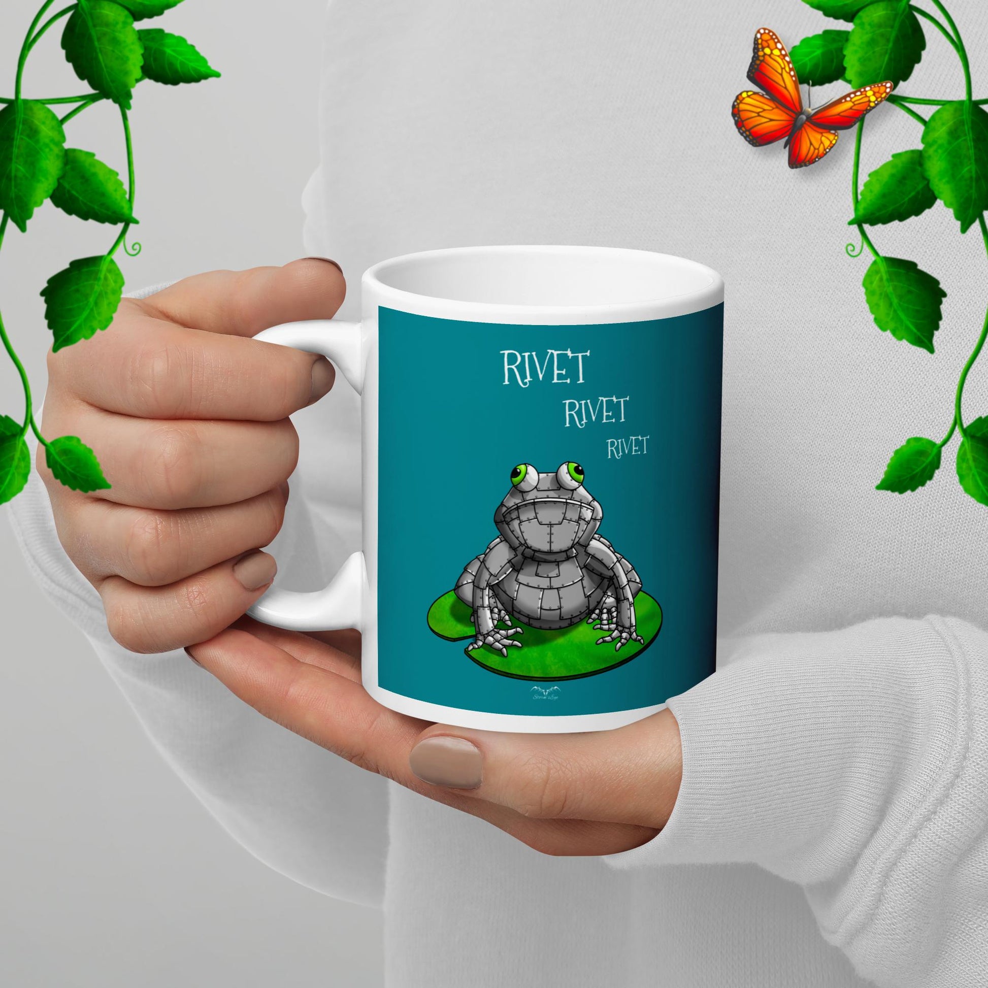 Stormseye Design Funny Metal Frog Blue Coffee Mug