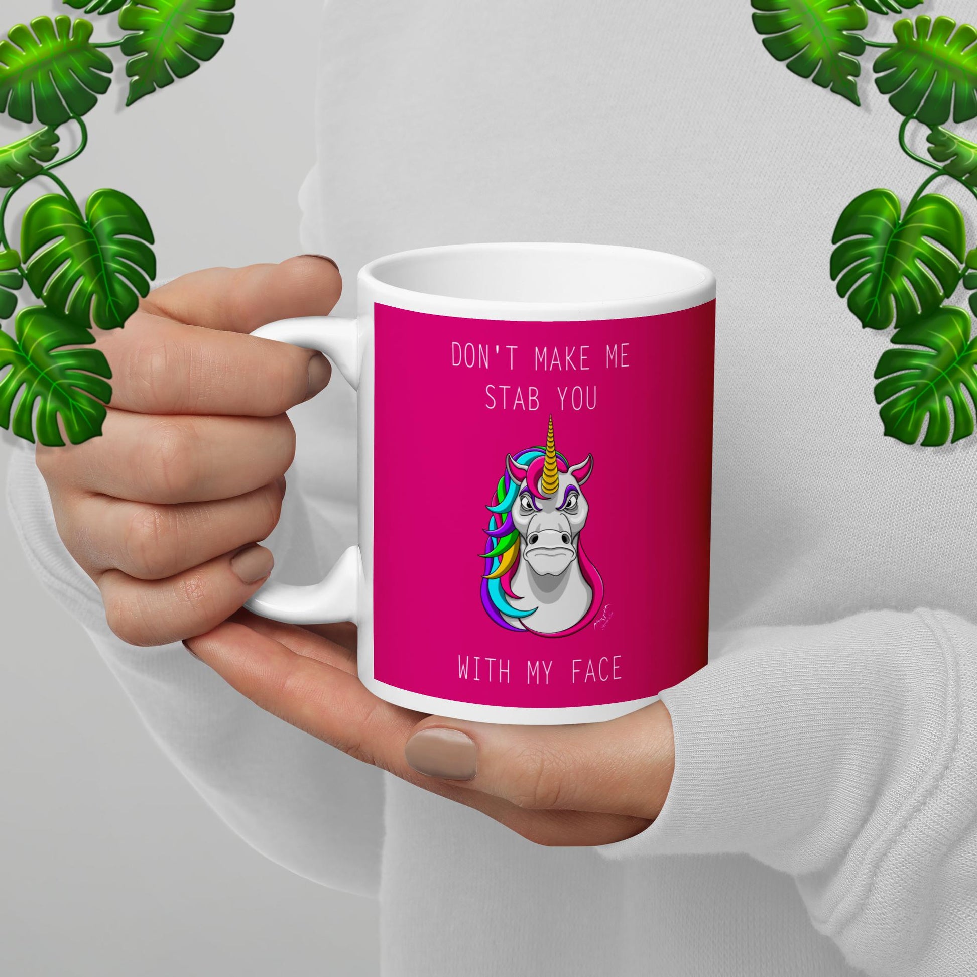 Funny Stabby Unicorn Mug, Bubblegum Pink, by Stormseye Design