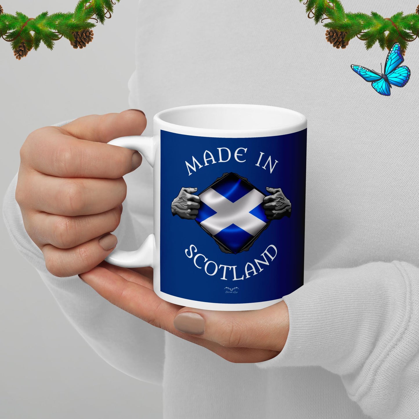 Made In Scotland Patriotic Scottish Mug, blue, by Stormseye Design