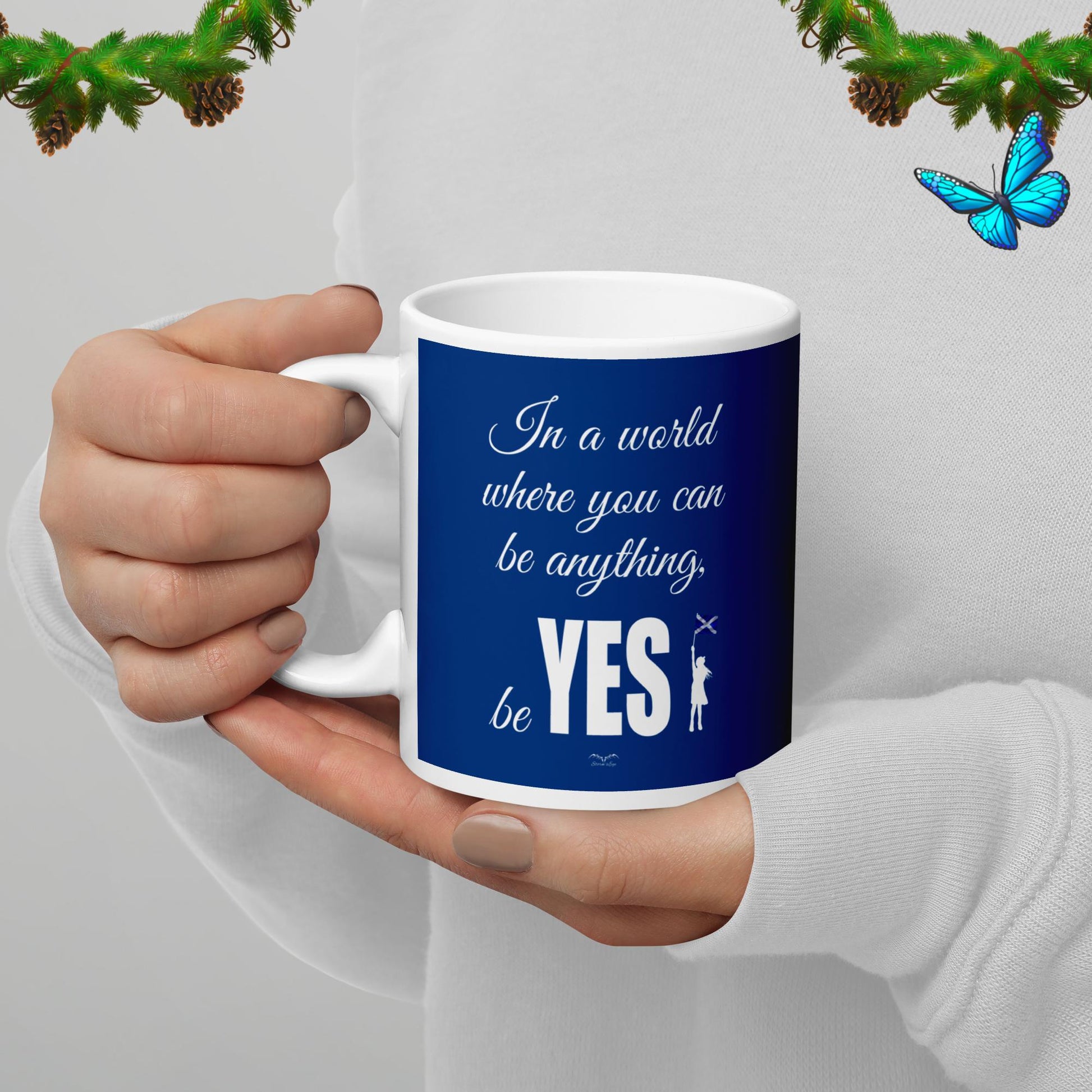 Be Yes Scottish Independence Mug, blue, by Stormseye Design
