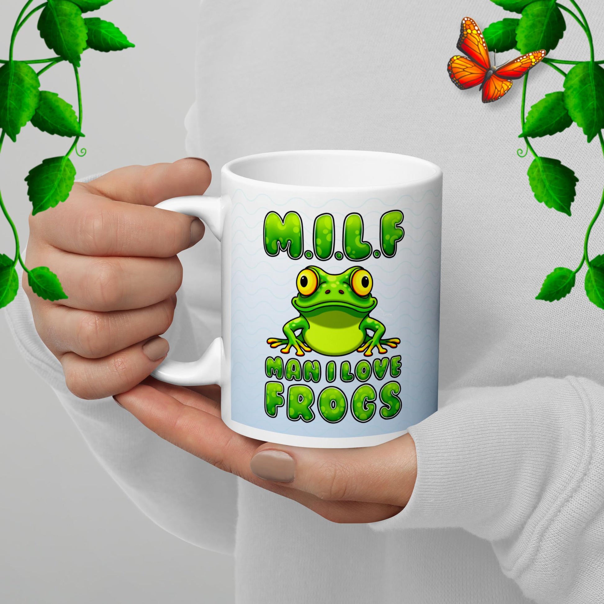 Man I Love Frogs MILF Mug Light Blue By Stormseye Design