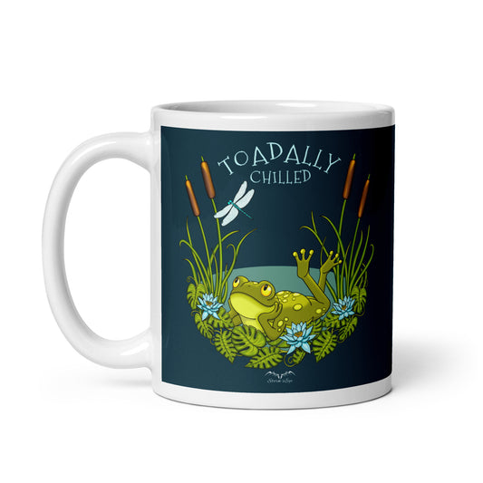 Toadally Chilled Funny Frog Coffee Mug teal by stormseye design