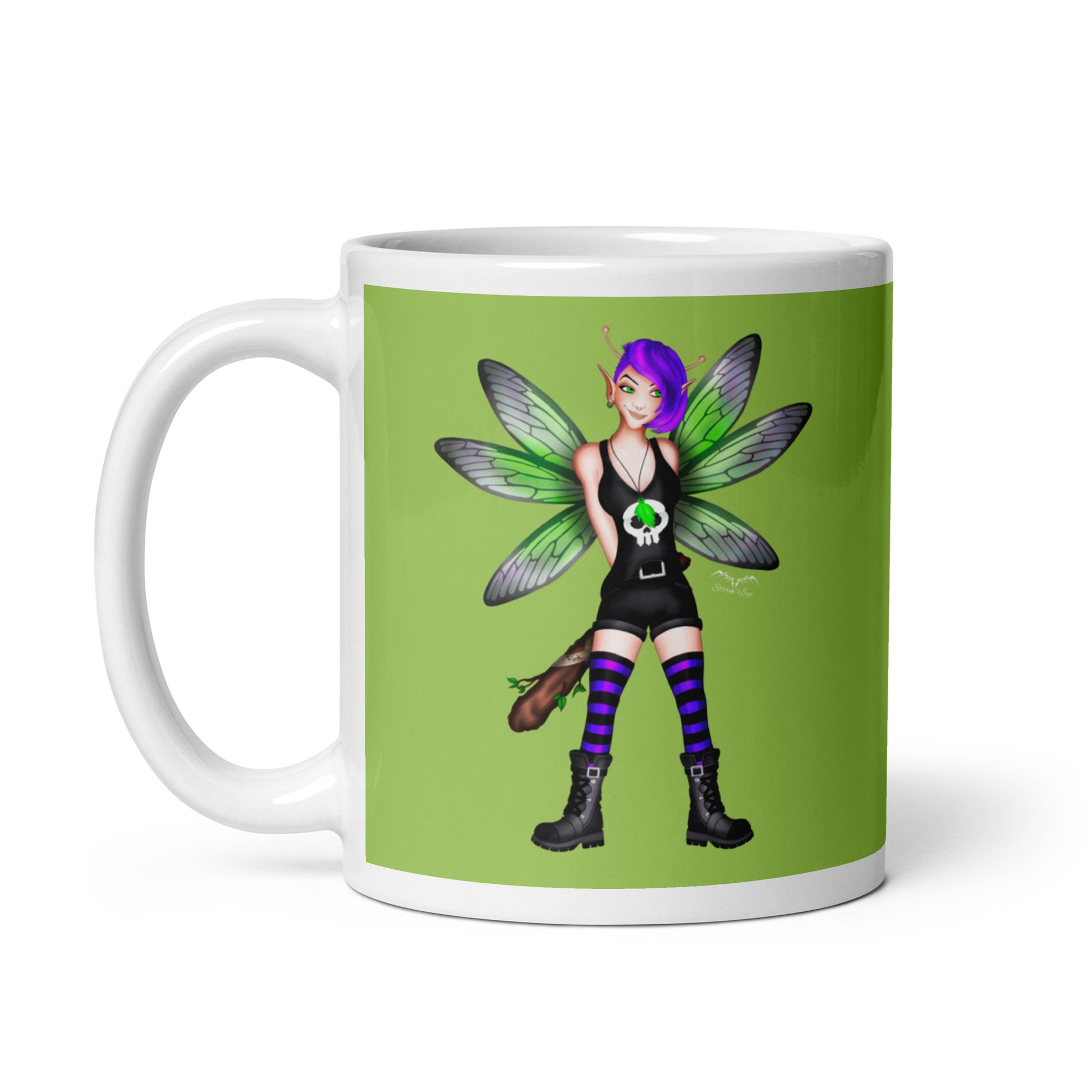 stormseye design rocker fairy fink coffee mug green