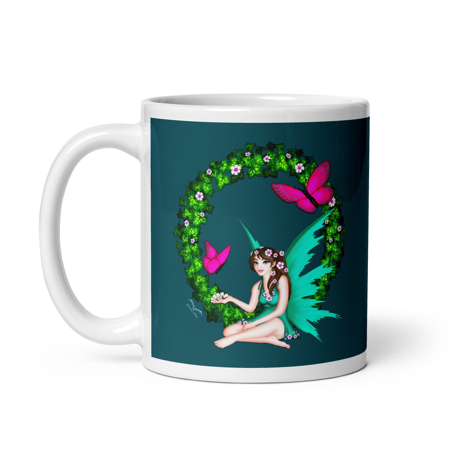 Butterfly Fairy Coffee Mug, Dark Teal, by Stormseye Design