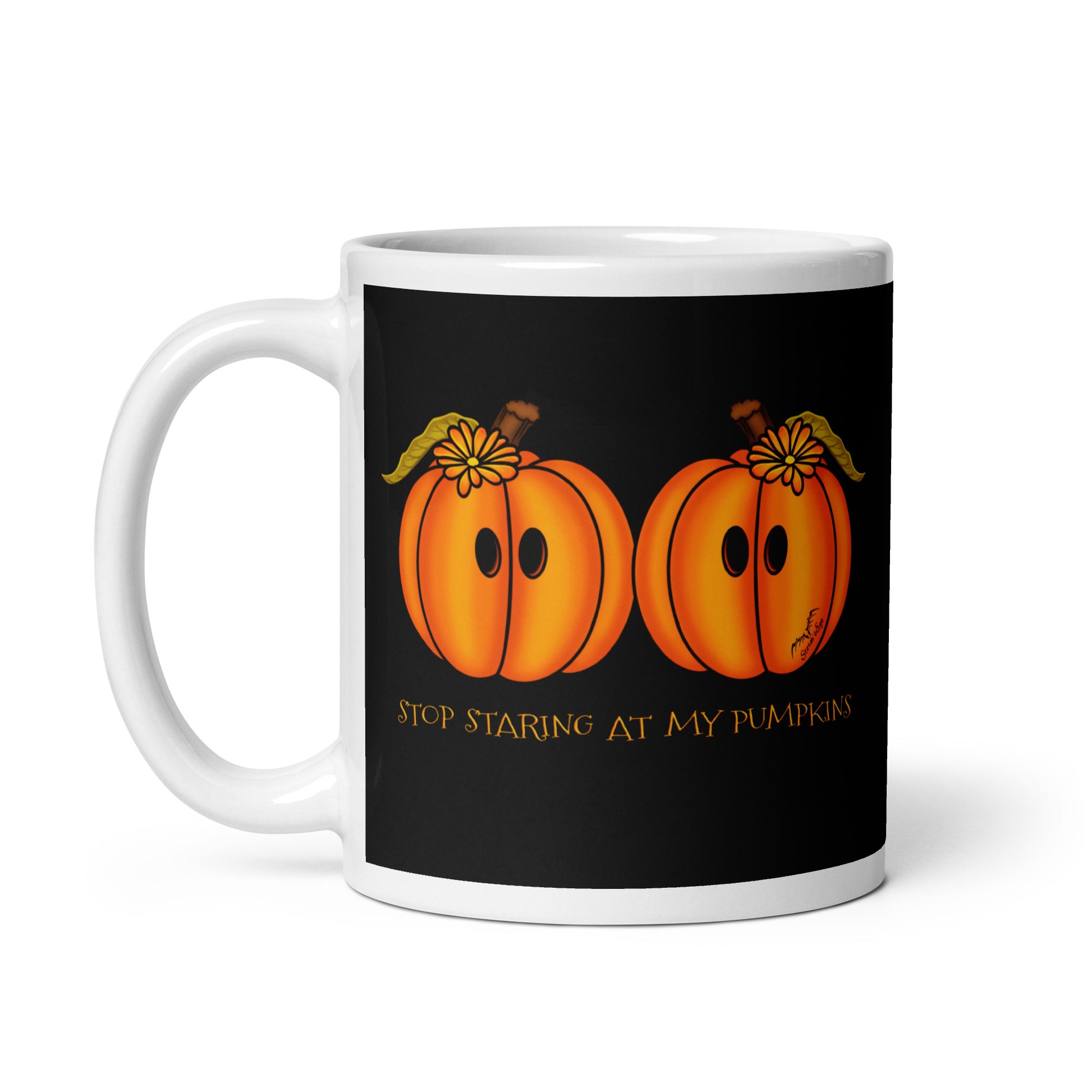 stormseye design staring pumpkins coffee mug black