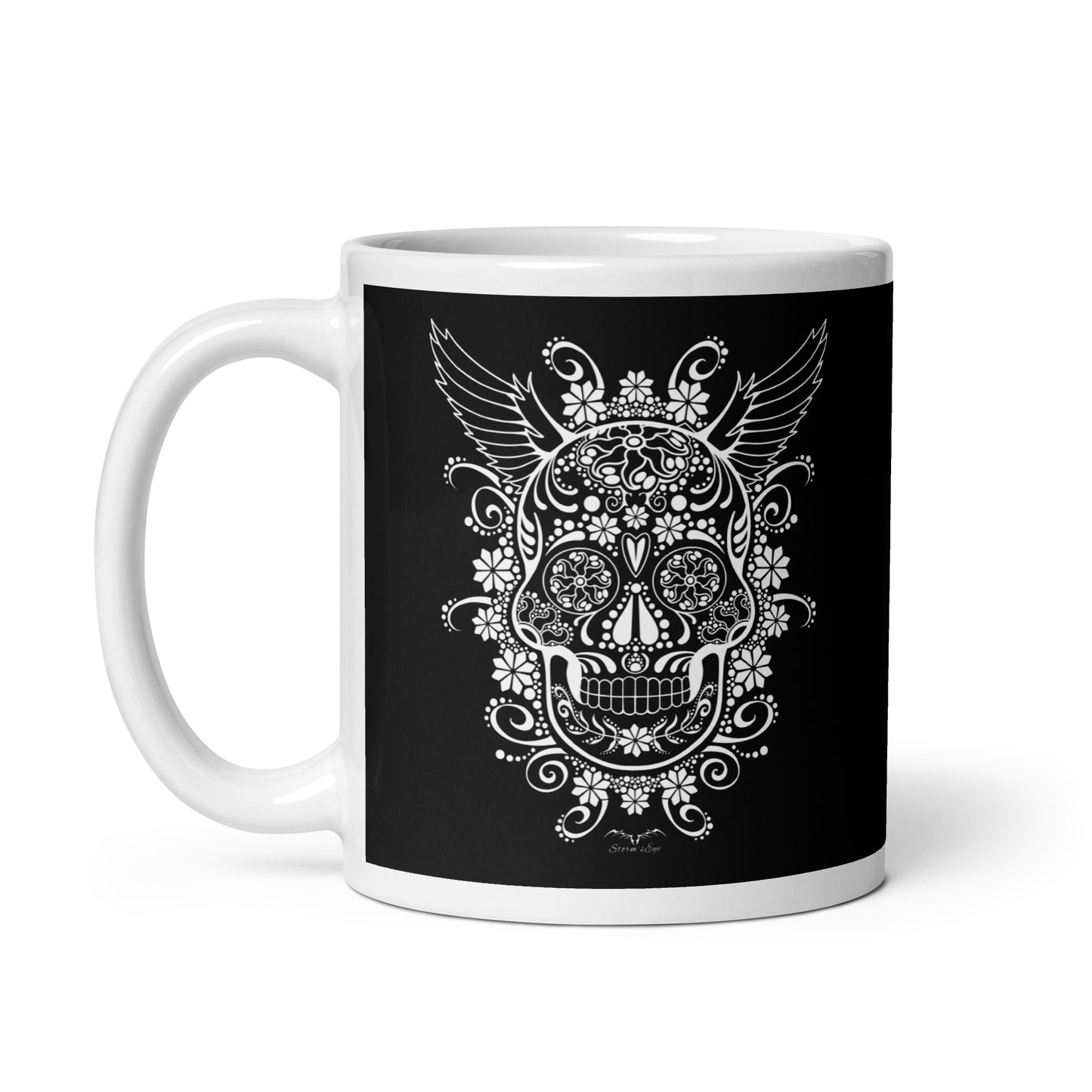 stormseye design gothic sugar skull coffee mug black