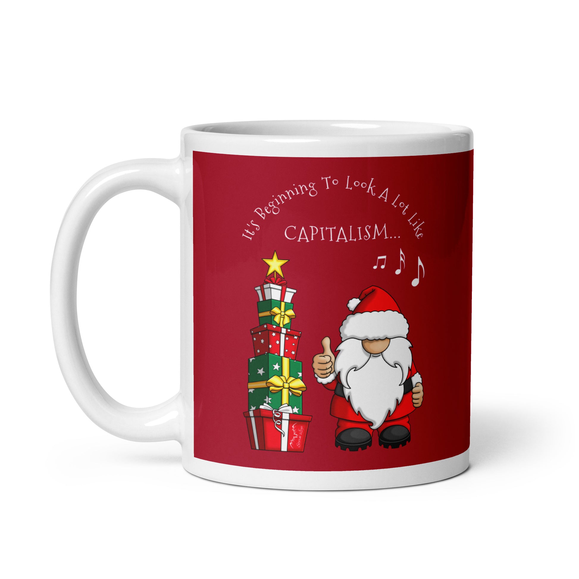 Stormseye Design festive cute santa capitalism mug red