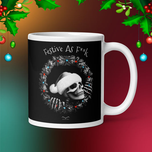 festive AF gothic christmas mug black by stormseye design