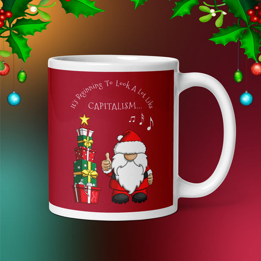 cute santa christmas capitalism mug red by stormseye design