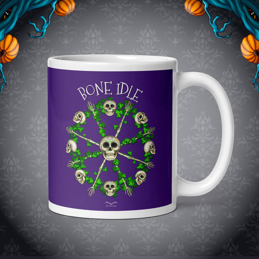 bone idle skulls coffee mug purple by stormseye design
