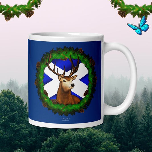 Stag And Saltire Scottish Mug, blue, by Stormseye Design