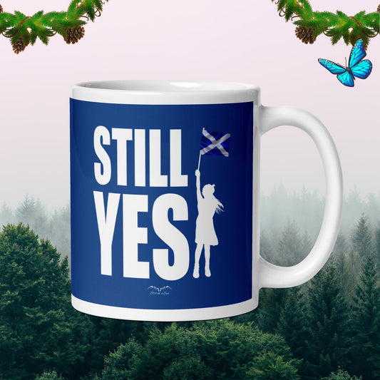 Still Yes Scottish Independence Mug, blue, by Stormseye Design