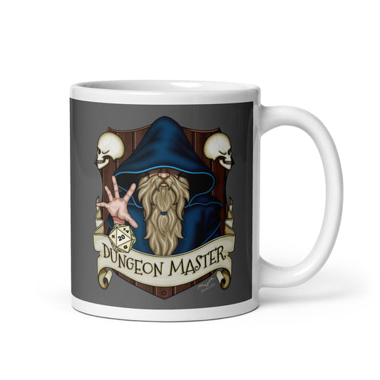 dungeon master DnD coffee mug grey by stormseye design