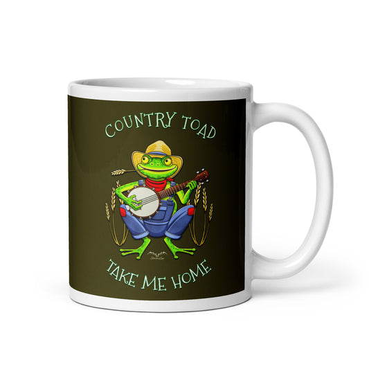 Dark Green Country Toad Hillbilly Frog Mug, by Stormseye Design