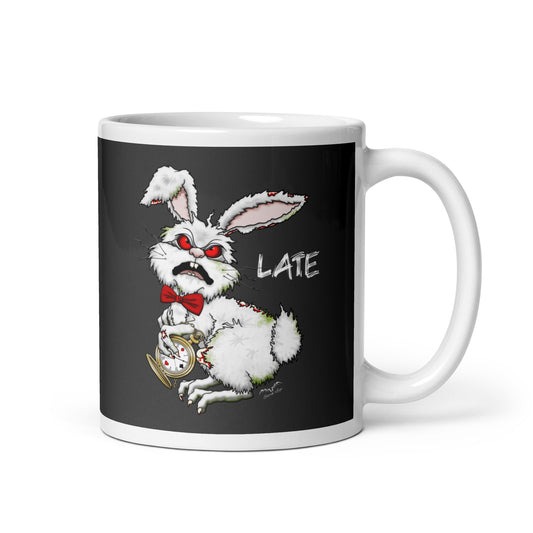 zombie white rabbit coffee mug grey by stormseye design