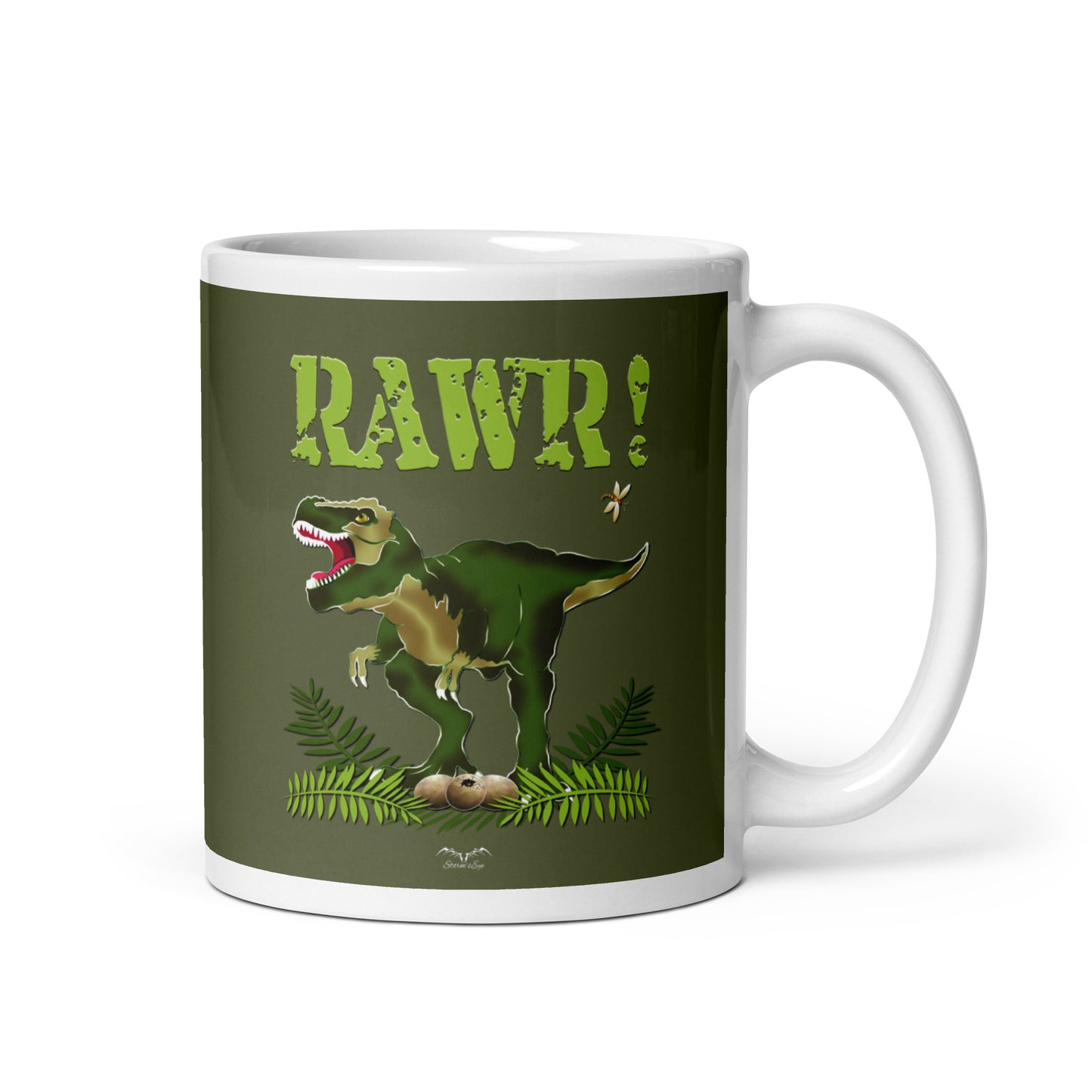 T Rex Dinosaur Mug, Jurassic Green, by Stormseye Design