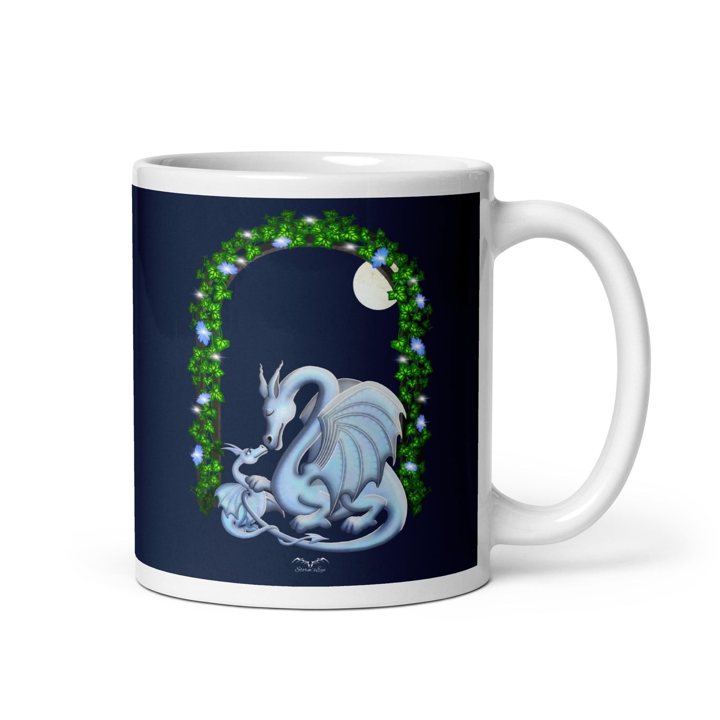 Mum And Baby Dragon Coffee Mug Blue by stormseye design