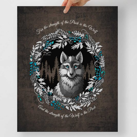 stormseye design silver winter wolf art poster