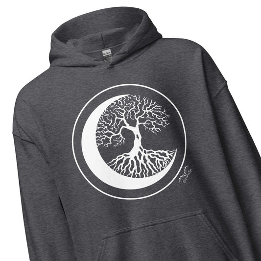 stormseye design witching hour 2 tree of life hoodie detail view dark heather