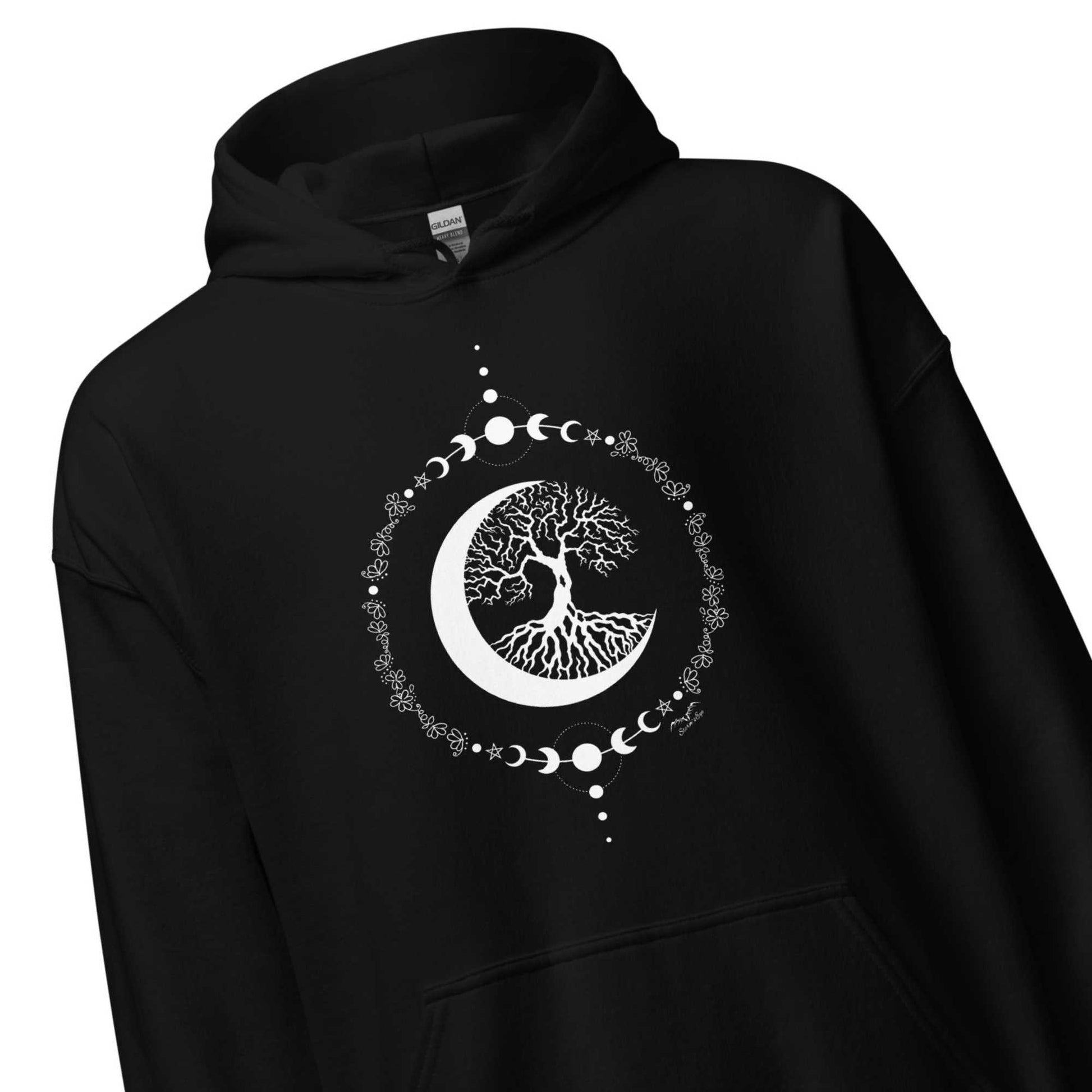 stormseye design witching hour tree of life hoodie detail view black