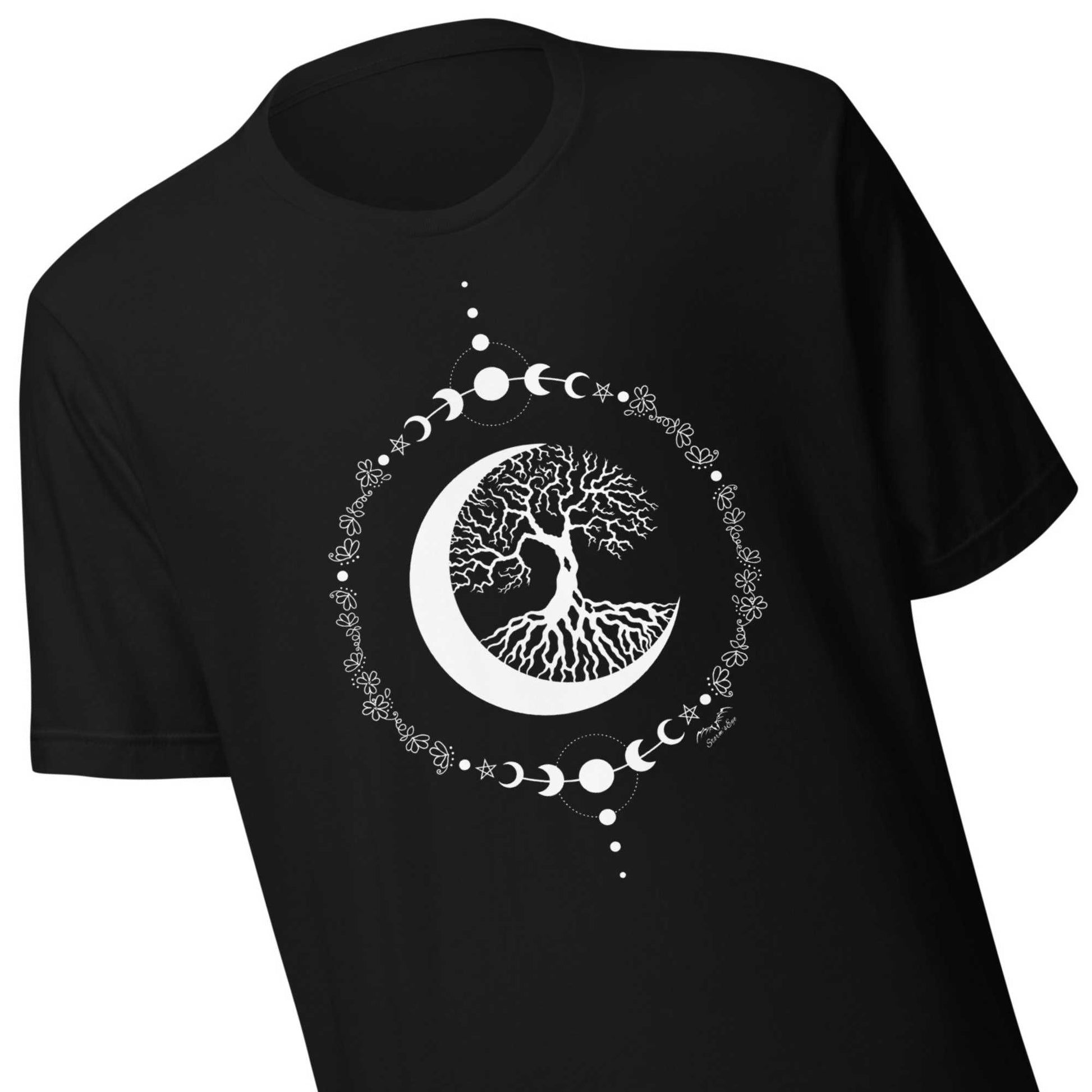 stormseye design witching hour tree of life T shirt, detail view black