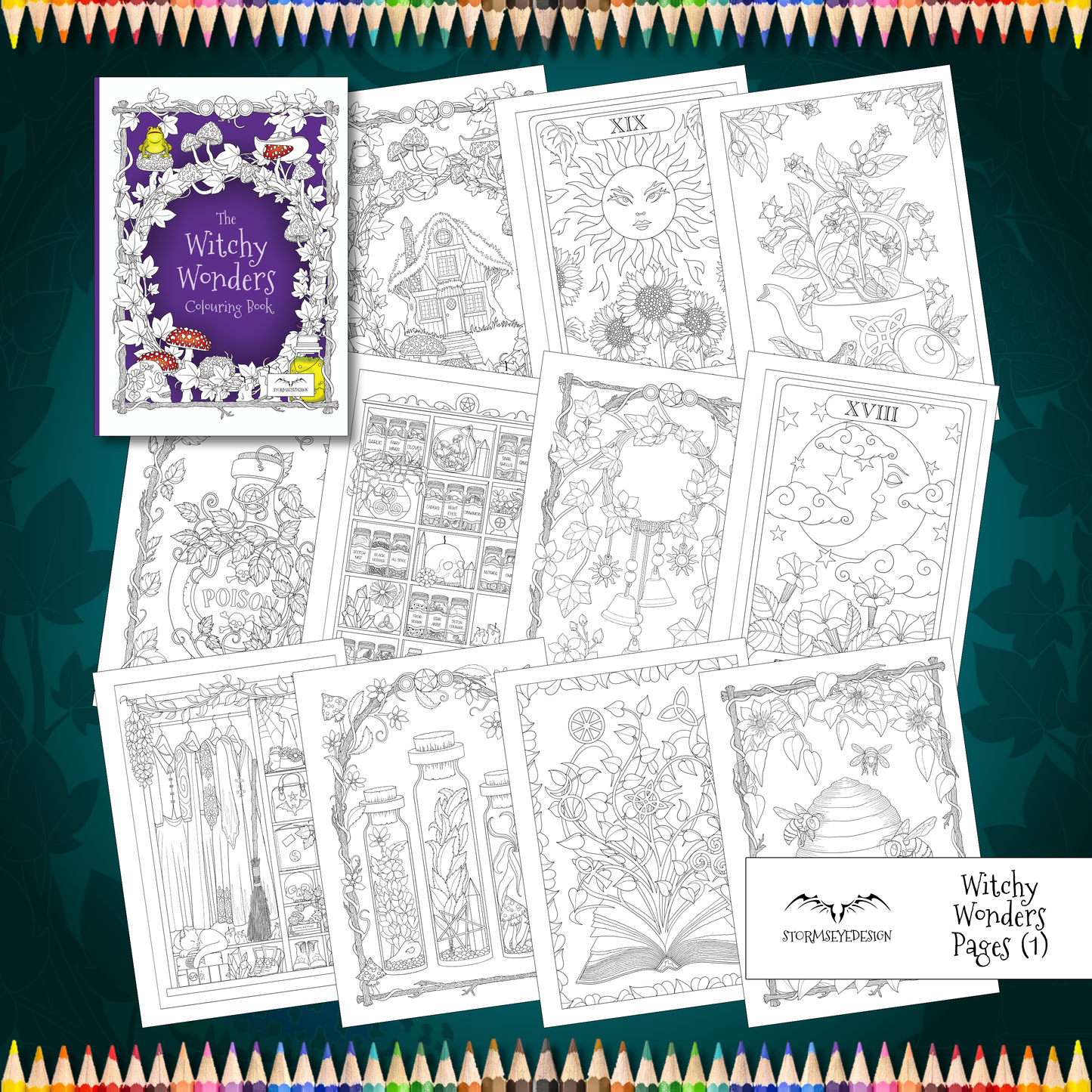 The Witchy Wonders Colouring Book | 32 Witch Themed Designs to Colour | Paperback A4