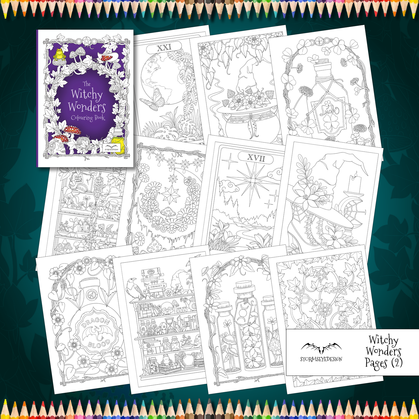 The Witchy Wonders Colouring Book | 32 Witch Themed Designs to Colour | Paperback A4