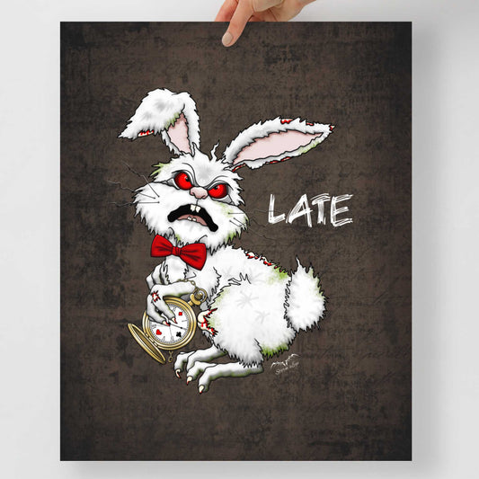 Stormseye Design zombie white rabbit art poster 