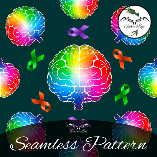 Neurodiversity Spectrum rainbow seamless repeat pattern instant download by Stormseye Design